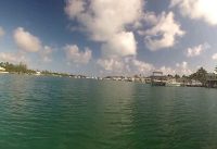 Approach to Man Of War Cay from Hope Town/ Elbow cay with Man of War Cay Harbor footage