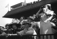 War Admiral breaks the record of Man o' War to win Belmont Stakes at Belmont Park…HD Stock Footage