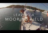 Leaving a Mooring Field at Man-O-War Cay, The Abacos, Bahamas.